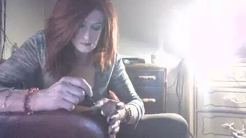 Ms. Head showcasing her disappearing dildo skills in a solo session