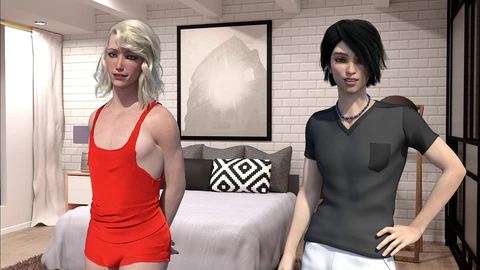 Haciendo el amor a lo romántico, chico femenino sissy follado