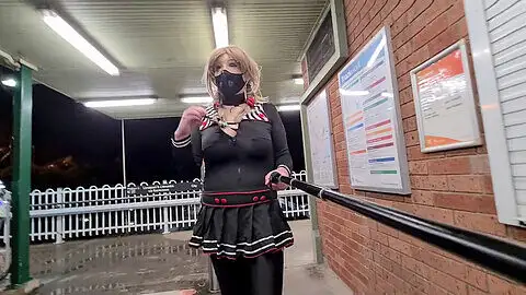 Cock out in public, japanese femboy public