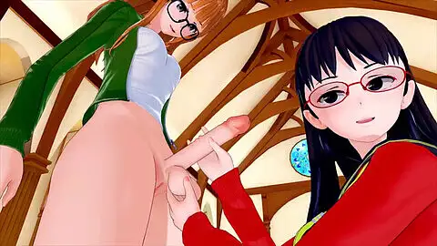 La futanari coquine de l'anime 3D Futaba pénètre la provocante Yukiko de Persona 4