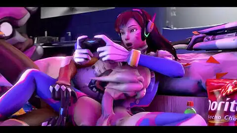 Overwatch Futanari Compilation featuring Tracer and D.Va from various viewpoints